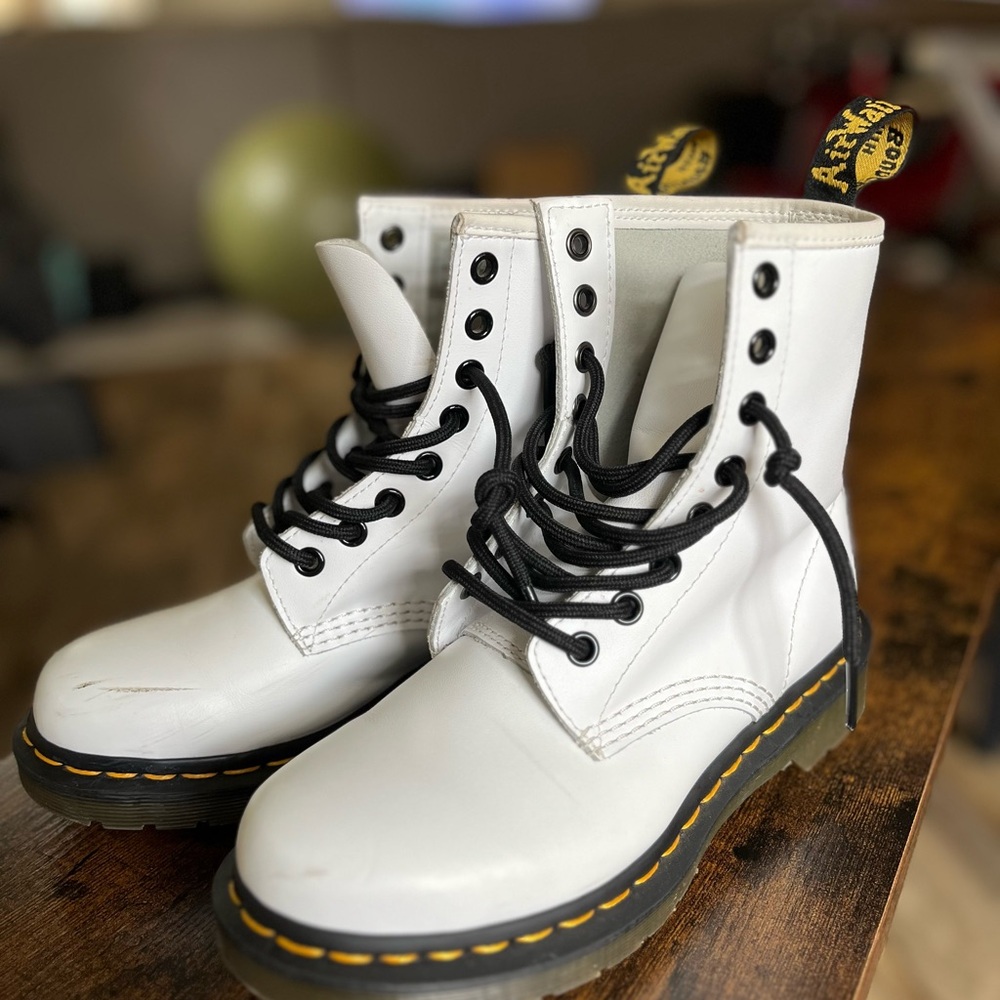 Dr. Martens White Leather Boots